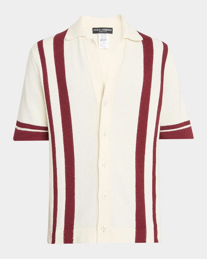Dolce 
Gabbana Men
s Striped Knit Button-Down Shirt 1