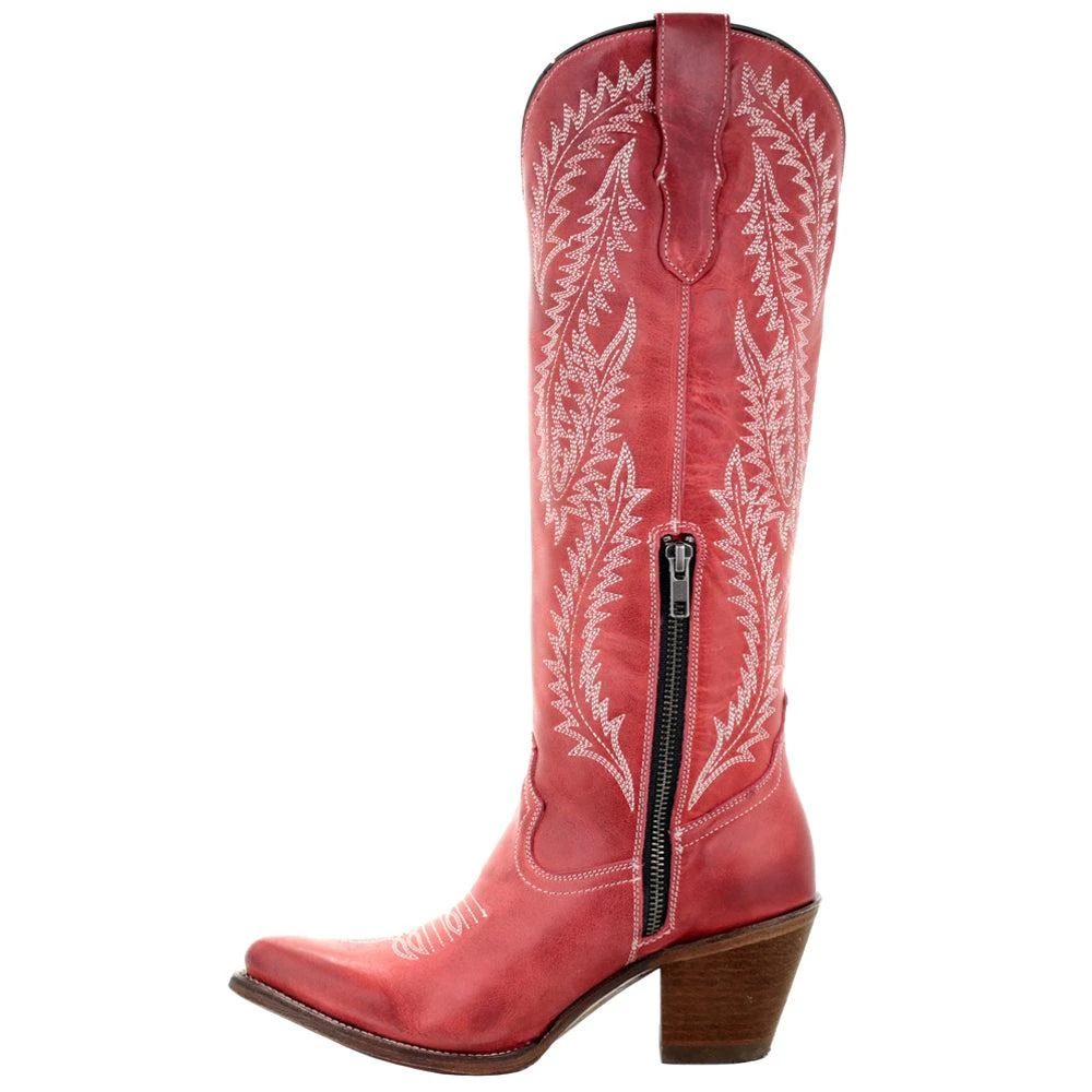 Corral Boots Rioja Red Embroidered Snip Toe Cowboy Boots 4
