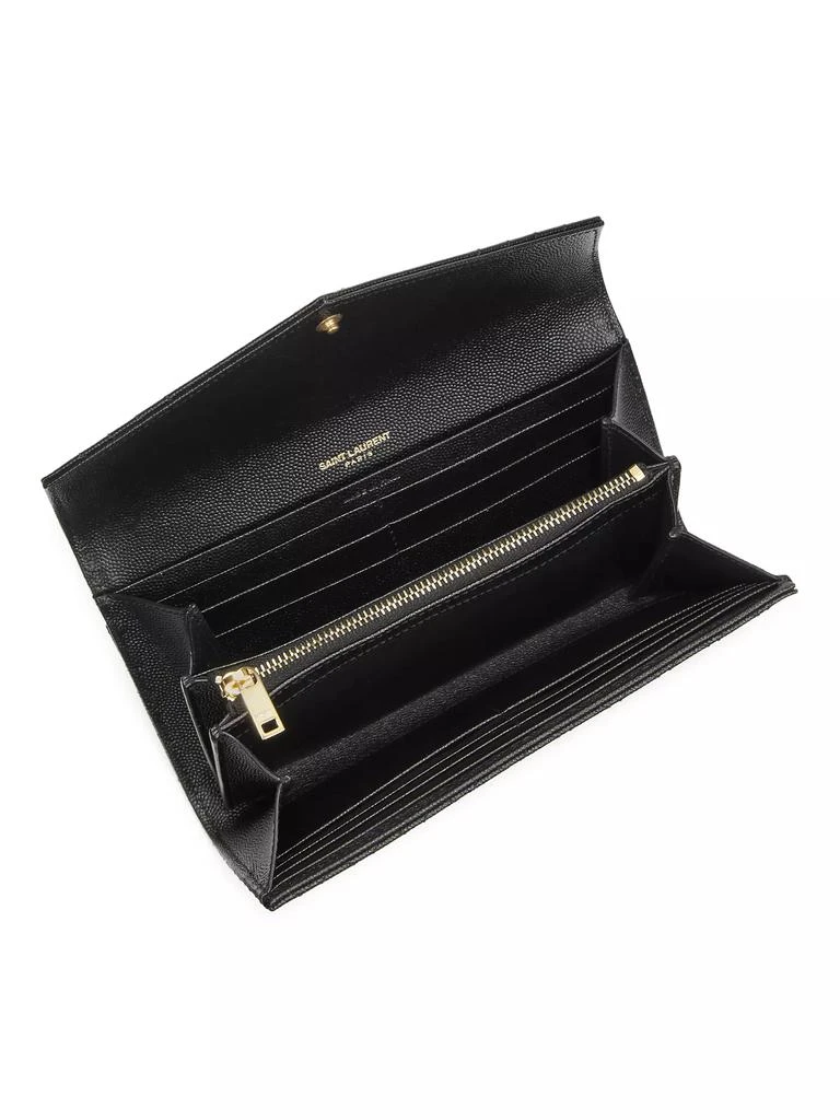 Yves Saint Laurent Envelope Large Flap Wallet In Grain De Poudre Embossed Leather 2