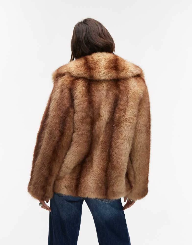 Mango Mango mixed faux fur jacket in brown 3