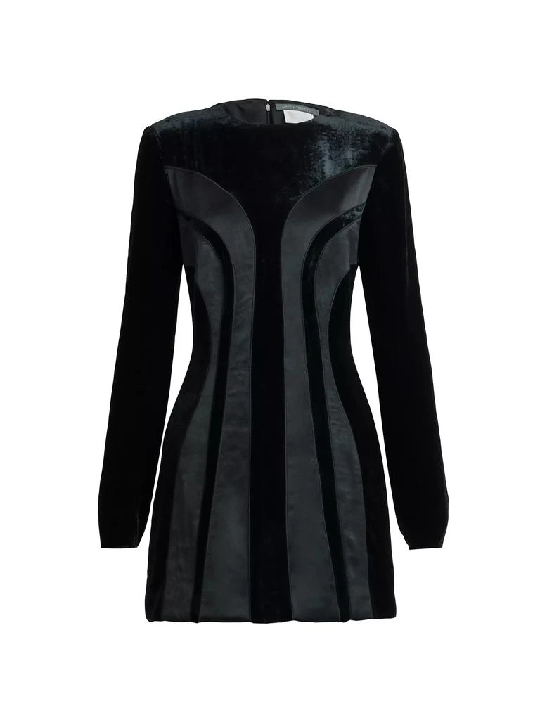 Alberta Ferretti Long-Sleeve Velvet &amp; Silk Minidress 1