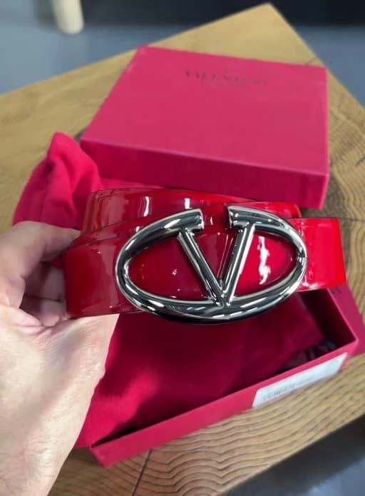 Valentino Valentino Red Patent Leather VLogo Buckle Belt 85 CM 2