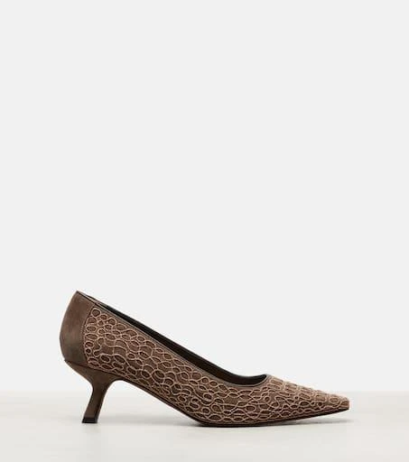 Brunello Cucinelli Embellished suede pumps 4