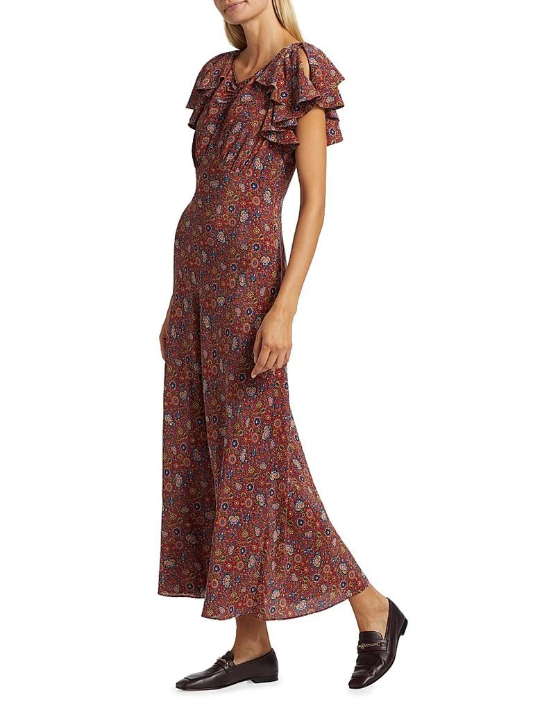 DÔEN Beatriz Floral Silk Short-Sleeve Maxi Dress 4