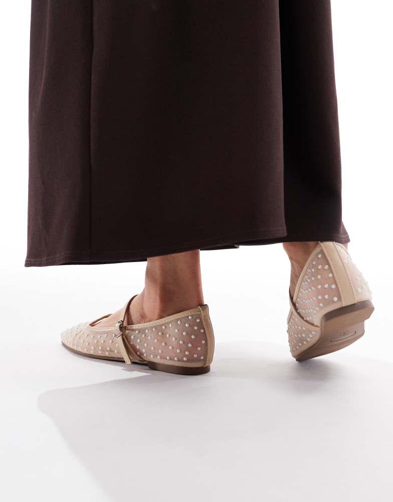 Glamorous Glamorous ballerina flats in mesh beige polkadot