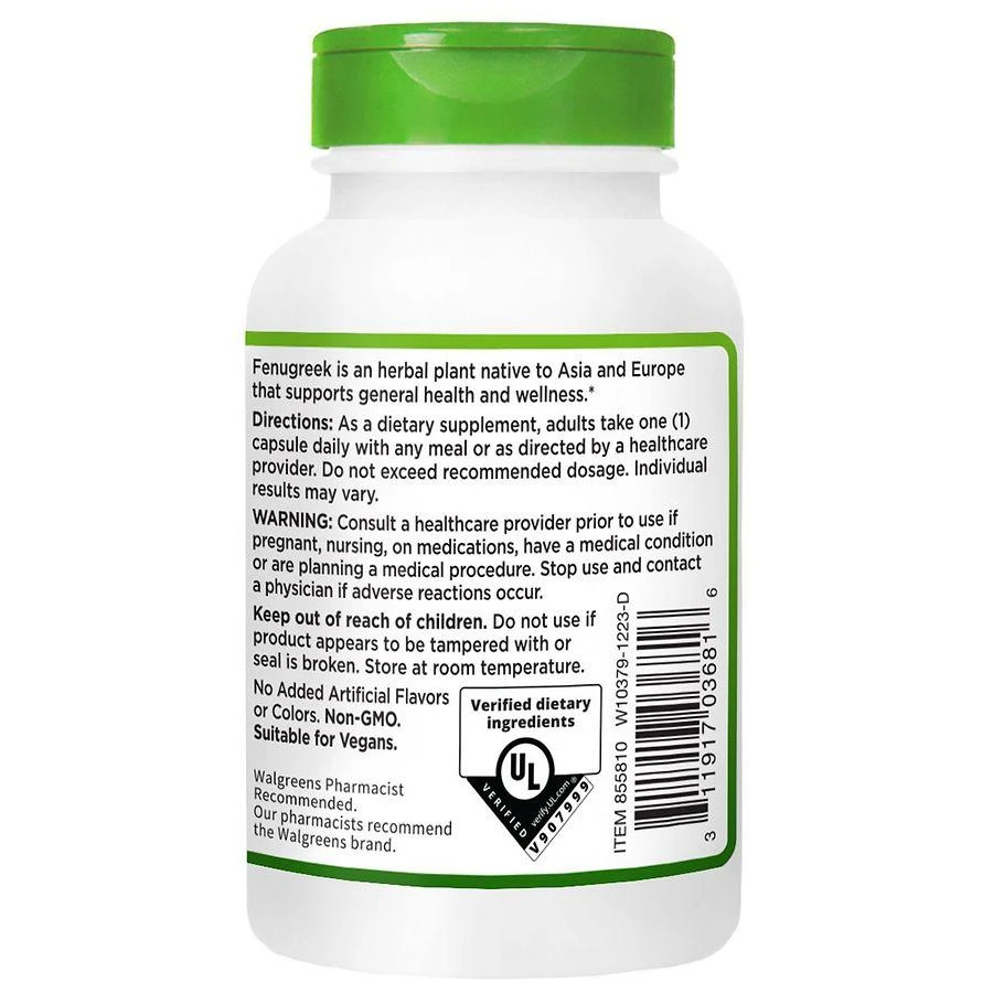 Walgreens Fenugreek 610 mg Capsules 3