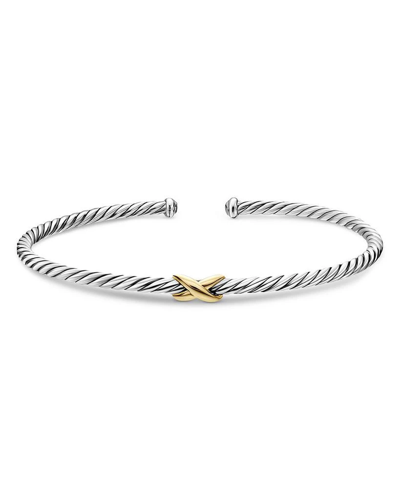 David Yurman Micro Cable Flex® Petite X Bracelet in Sterling Silver with 14K Yellow Gold, 2.6mm 3