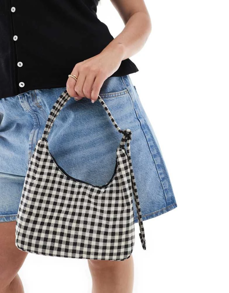 Baggu Baggu gingham mini nylon shoulder bag in black 1