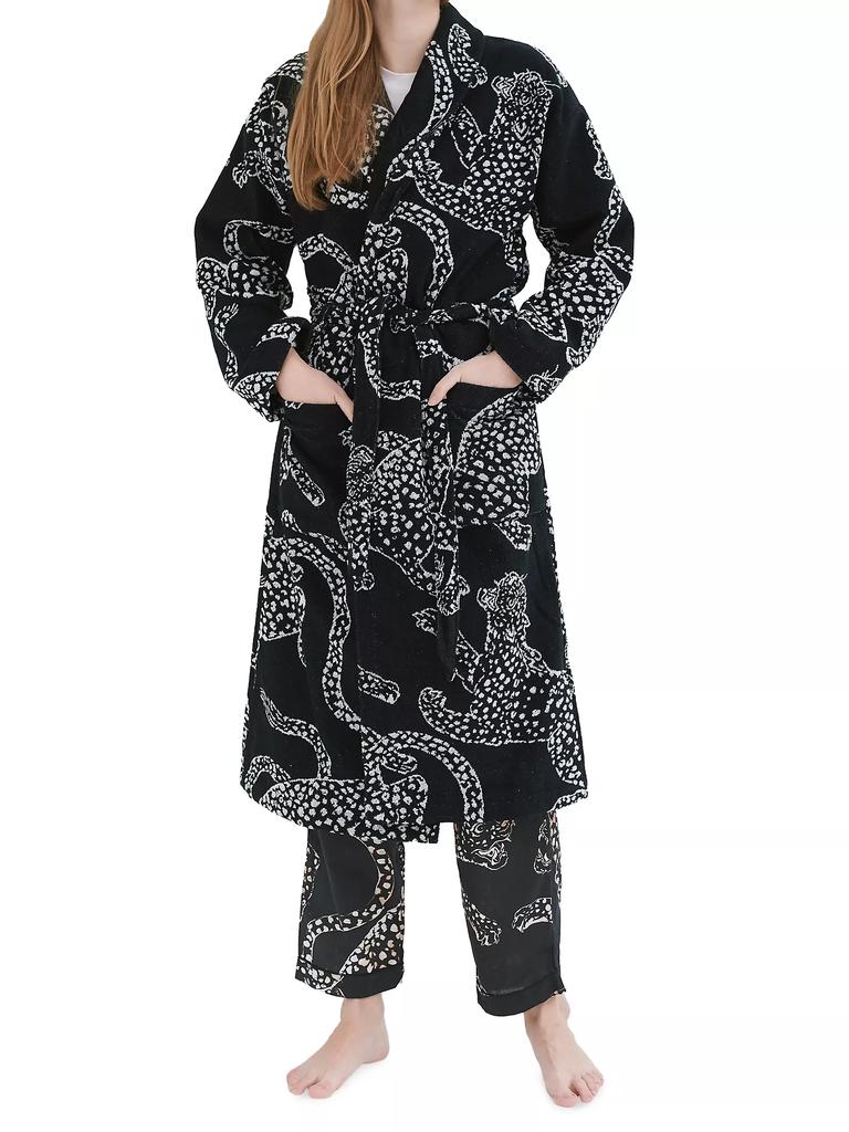 Desmond & Dempsey Cotton Jag Print Towel Robe