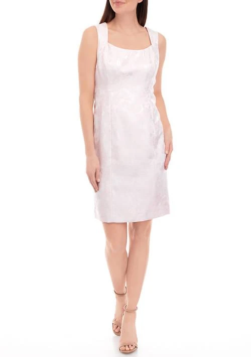 Kasper Womens Sleeveless Floral Jacquard Sheath Dress 1