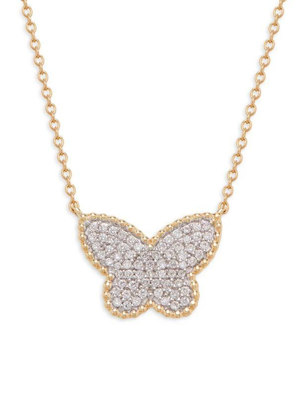 Effy 14K Yellow Gold 
0.24 TCW Diamond Butterfly Pendant Necklace/17” 1