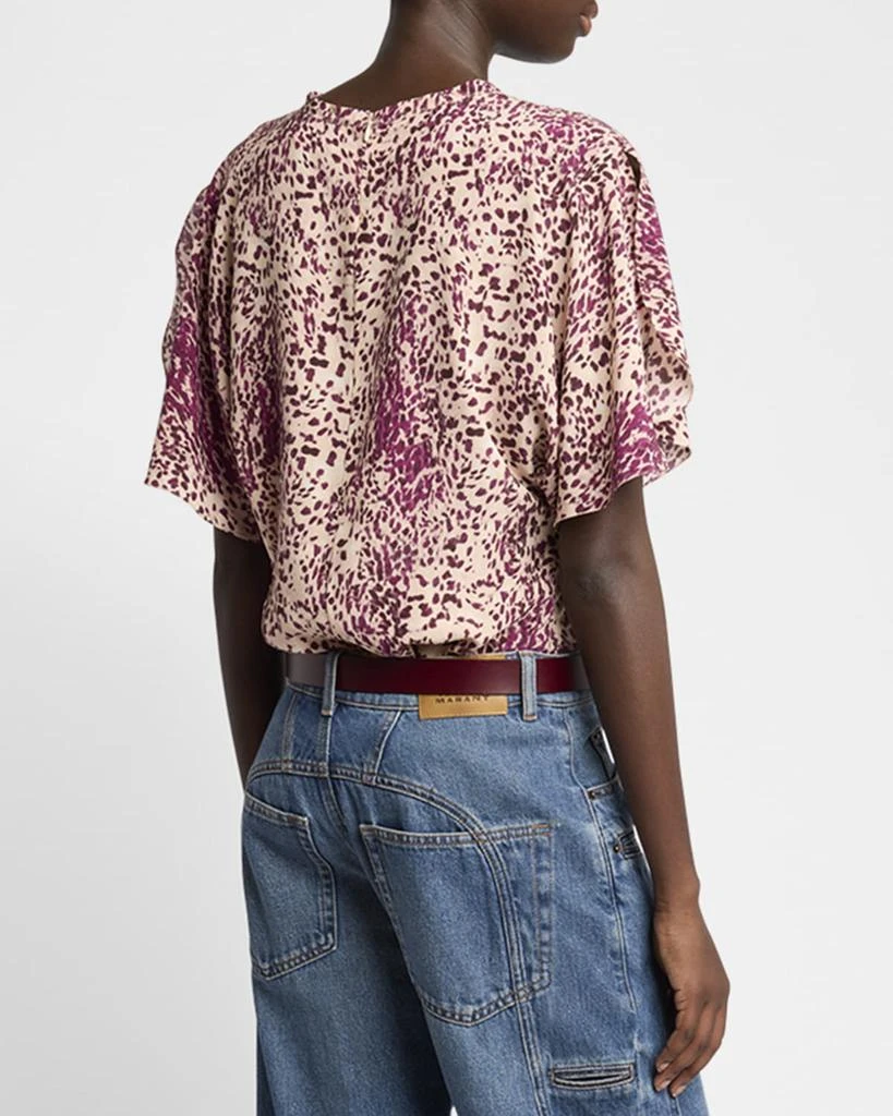 Isabel Marant Karlita Spotted-Print Silk Short-Sleeve Blouse 3