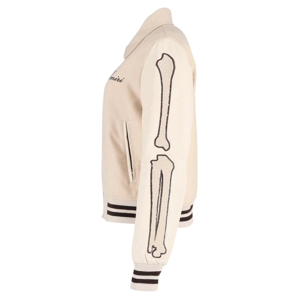 AMIRI Amiri Bones Varsity Jacket in Beige Wool 2