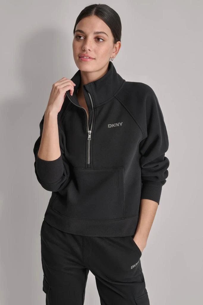 DKNY MINI STUD LOGO HALF ZIP PULLOVER 1