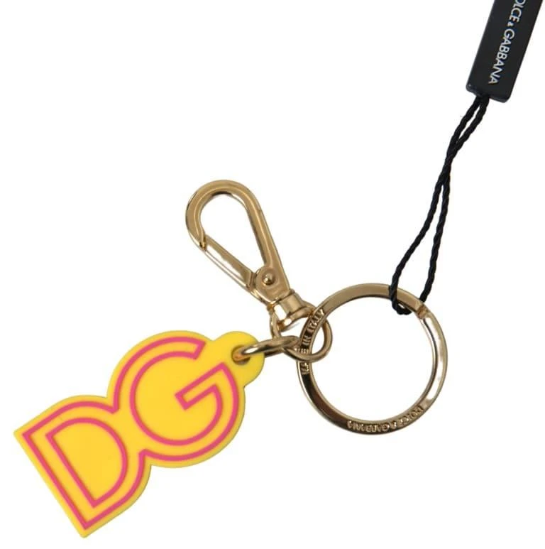 Dolce 
Gabbana Rubber DG Logo gold Brass Metal Keyring Women
s Keychain