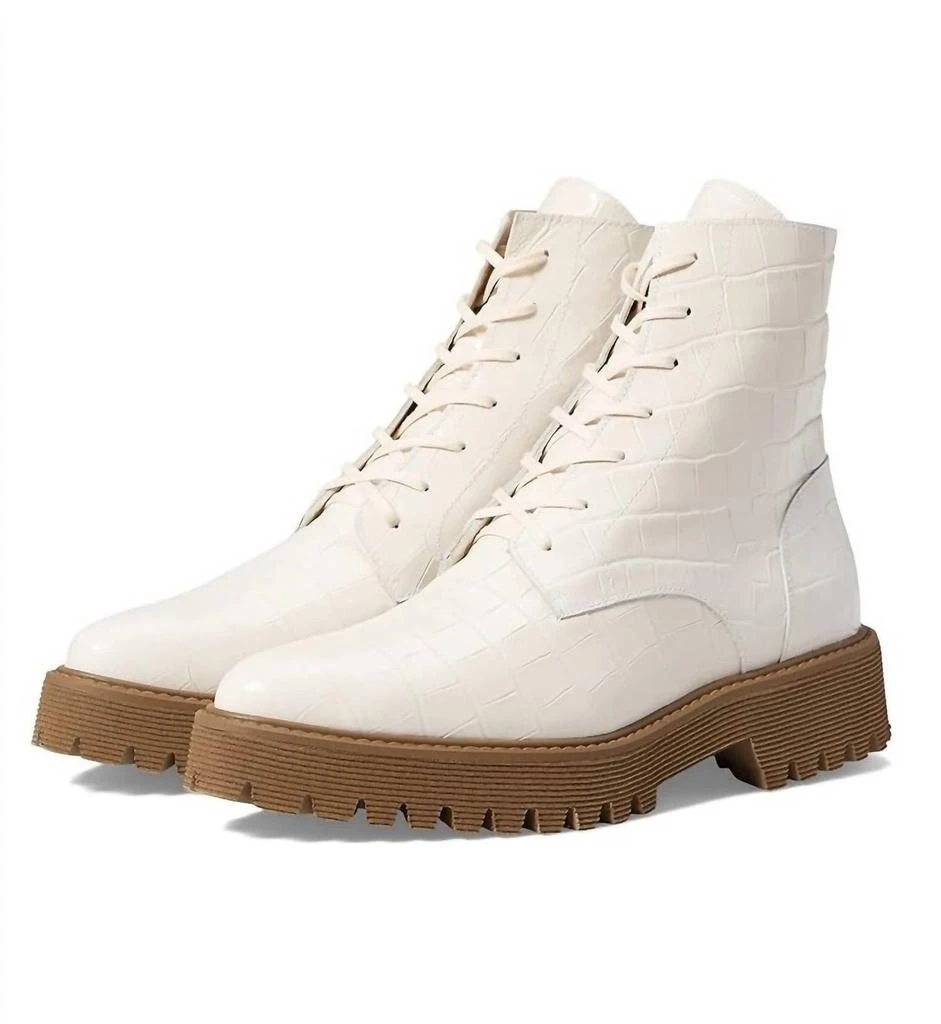 Freda Salvador Women's Emi Boots In Creme Embossed Croc 2