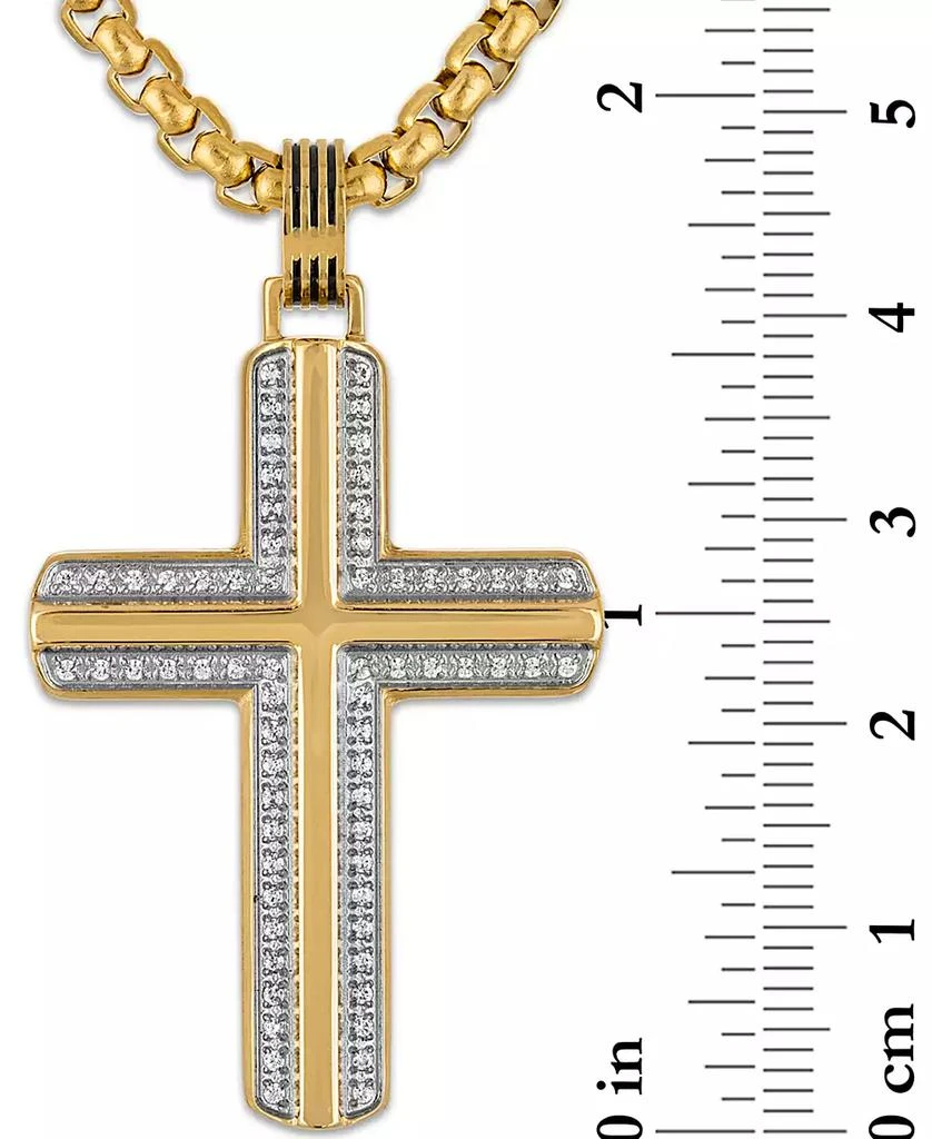 Esquire Men's Jewelry Diamond Cross 22" Pendant Necklace (1/3 ct. t.w.) in Gold-Tone Ion-Plated Stainless Steel 4