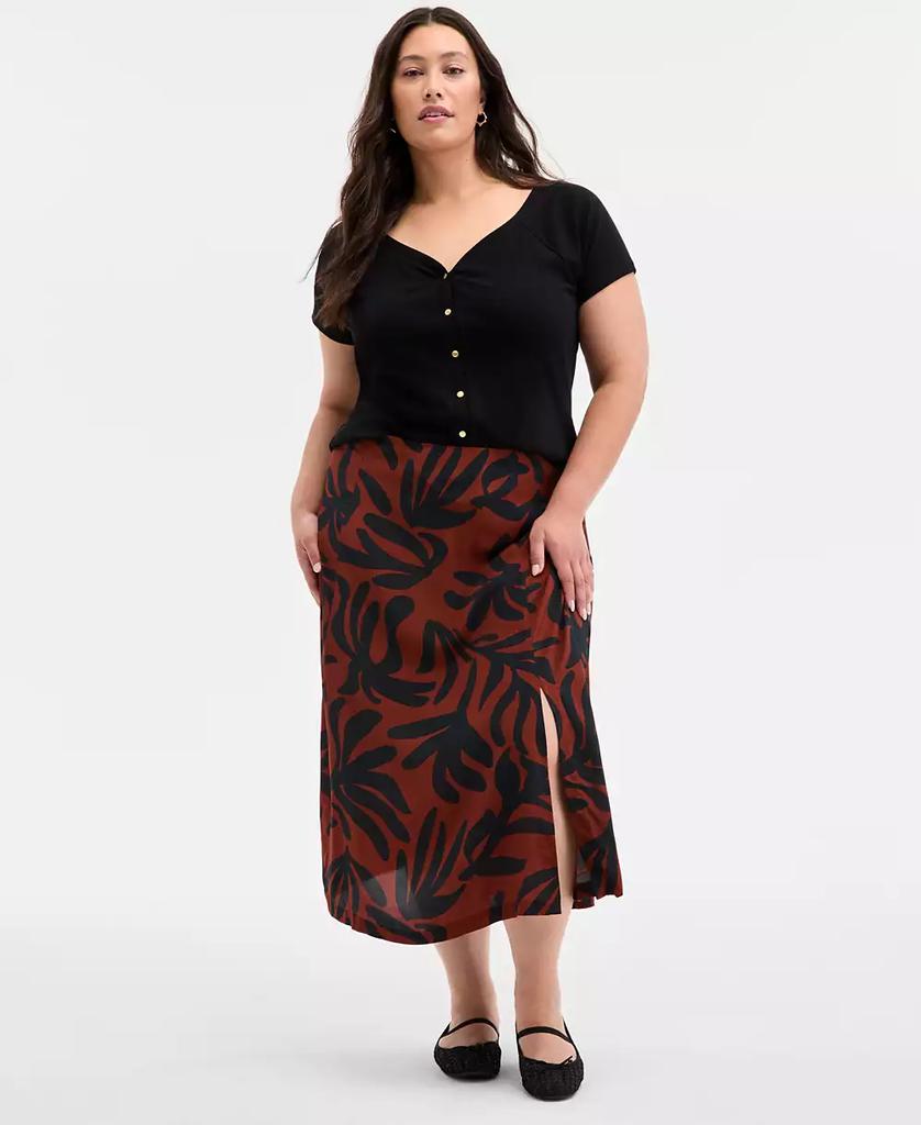 On 34th Trendy Plus Size Underwater Floral Slip Skirt, Exclusively at Macy's
