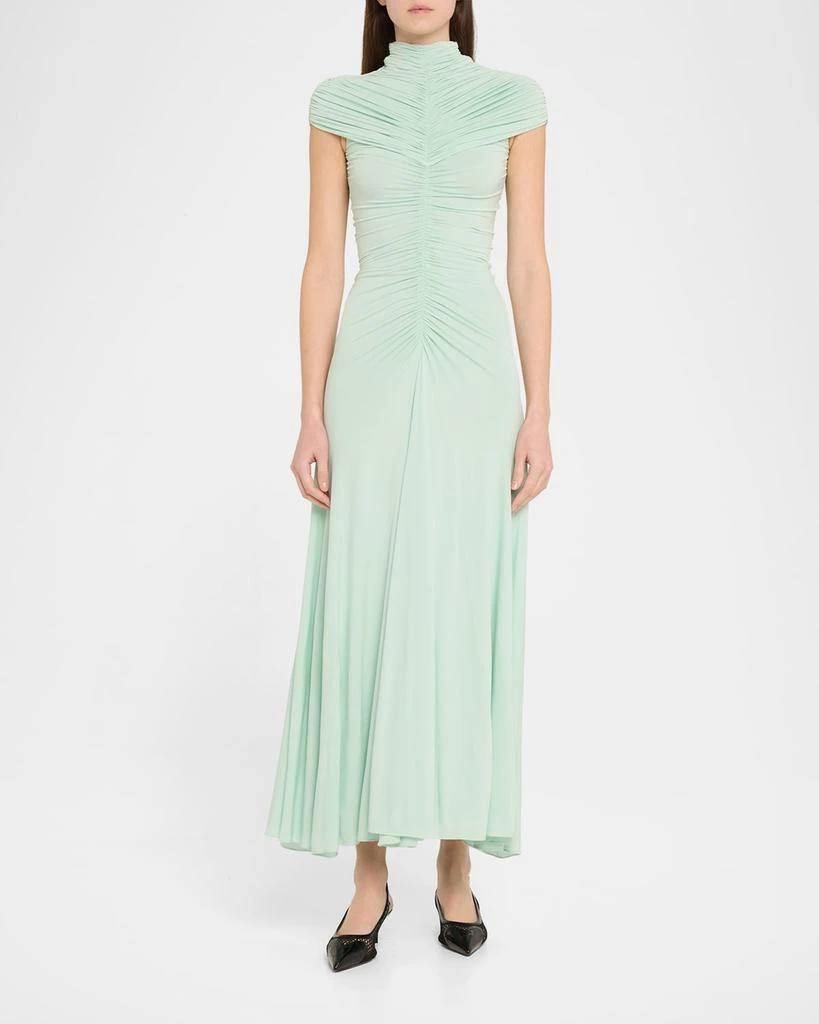 ALAIA Long High-Neck Ruched Dress 2