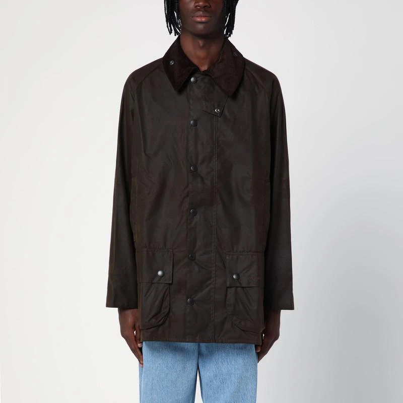 Barbour Olive green waxed Beaufort jacket 1
