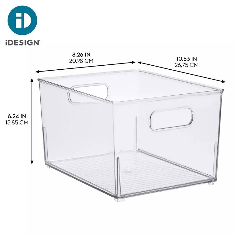 iDesign Small Stackable Bathroom Storage Bin - Set of 2 - Clear - Made in USA 2