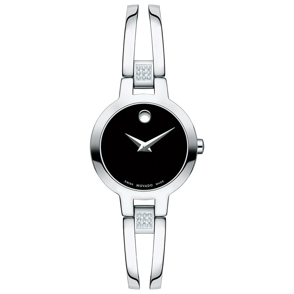 Movado Women's Swiss Amorosa Diamond-Accent Stainless Steel Bangle Bracelet Watch