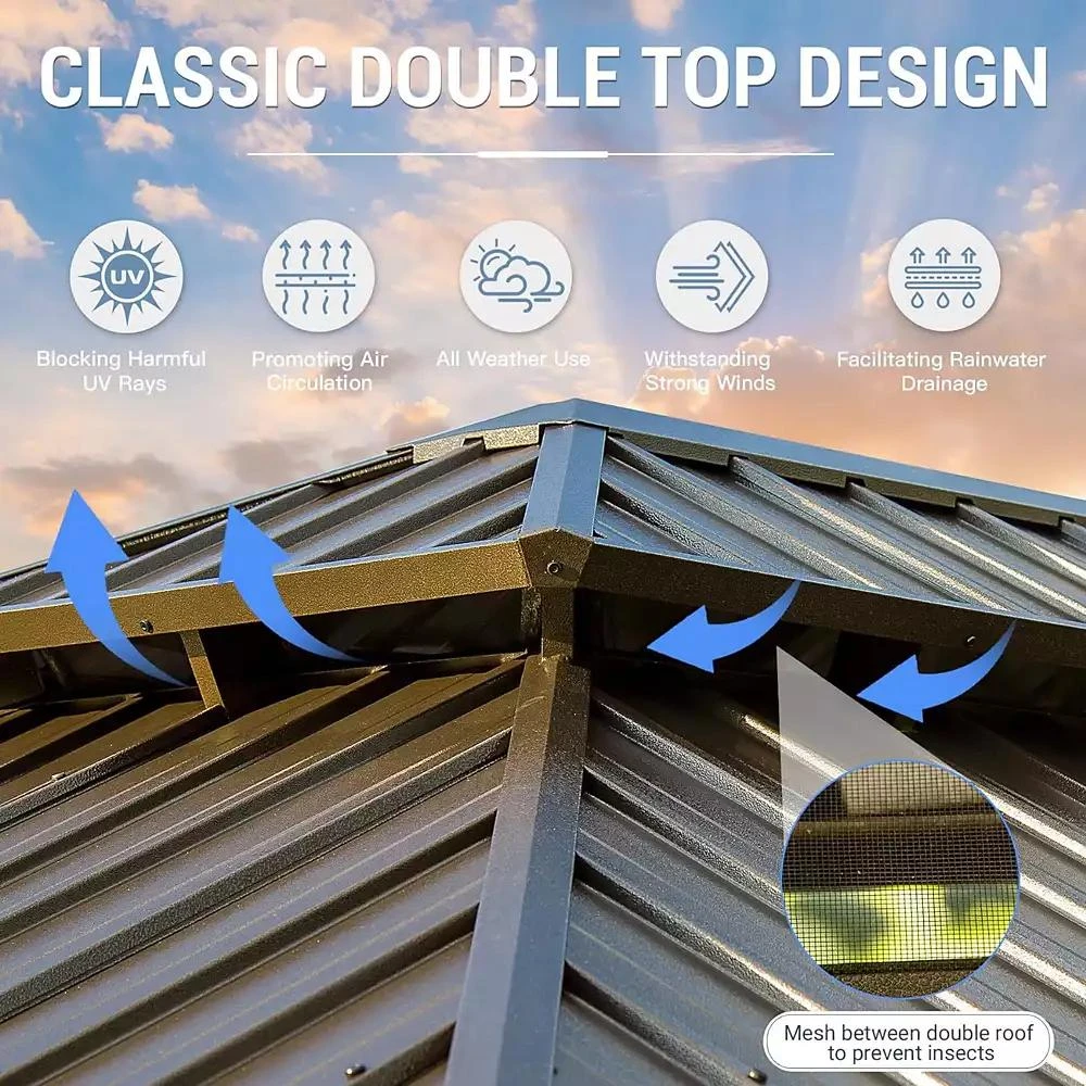 Streamdale Furniture Streamdale Aluminum Gazebo with Curtains 
Netting for Outdoor Use 4