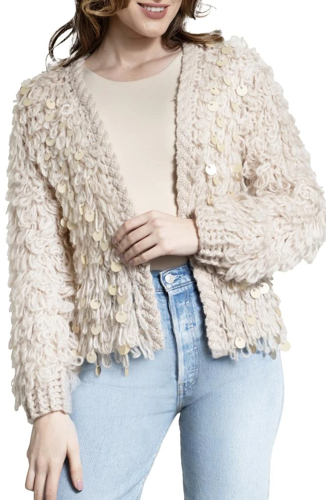 SAACHI Sequin Crochet Loop Knit Cardigan 1