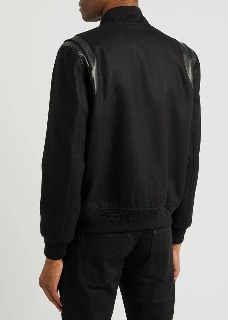 Yves Saint Laurent Leather-trimmed wool bomber jacket 3
