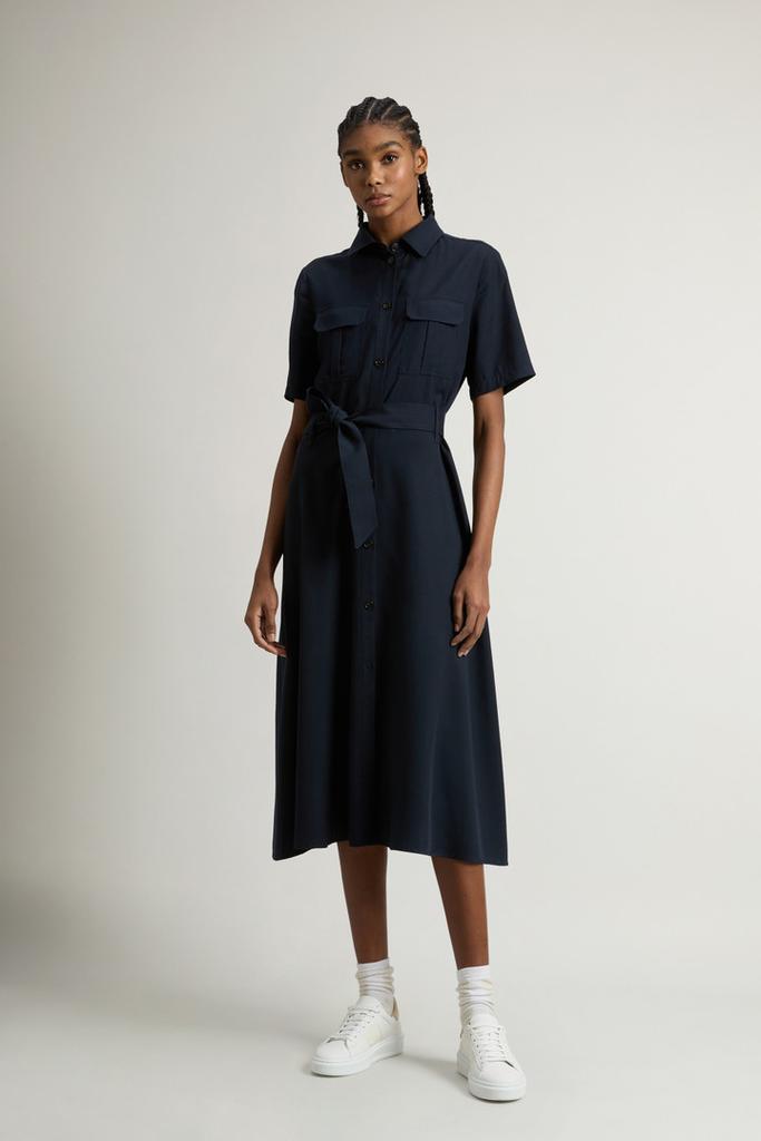 Woolrich Long Tencel Dress - Women - Blue