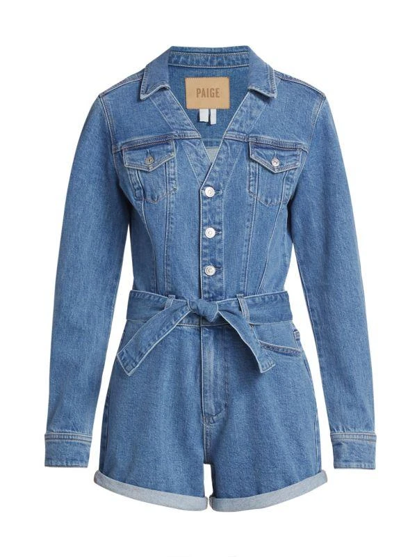 Paige Maggy Long-Sleeve Denim Romper 6