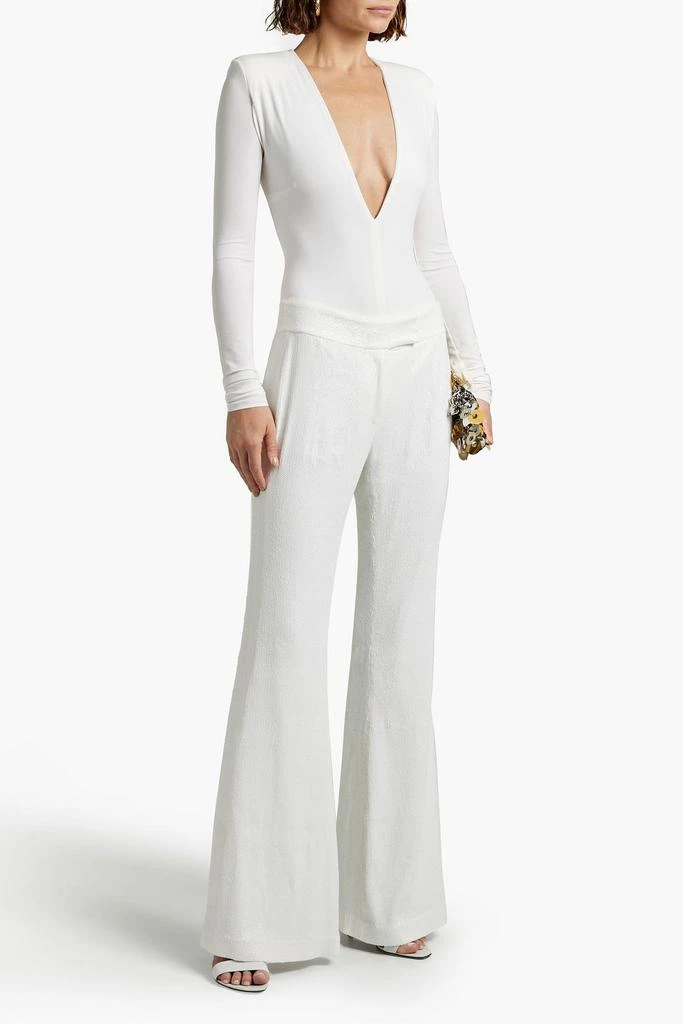 Rachel Zoe Faille-paneled sequined woven wide-leg pants 2