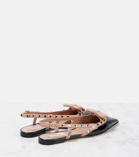 Valentino Rockstud Bow patent leather slingback flats 2