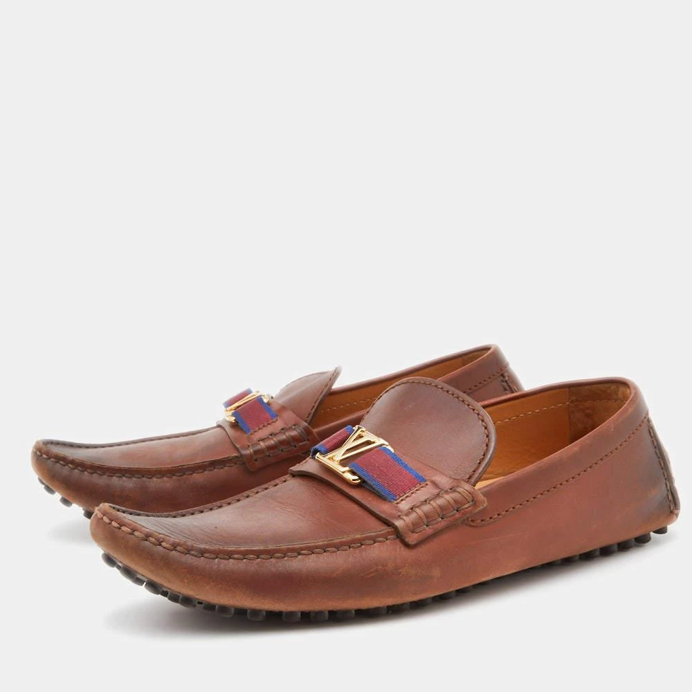 Louis Vuitton Louis Vuitton Brown Leather Hockenheim Slip On Loafers Size 41 2