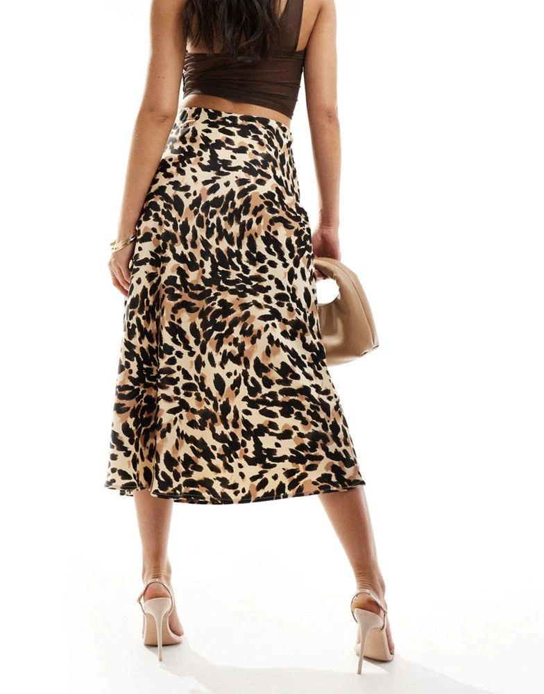 Y.A.S. YAS satin midi skirt in leopard print - MULTI 2