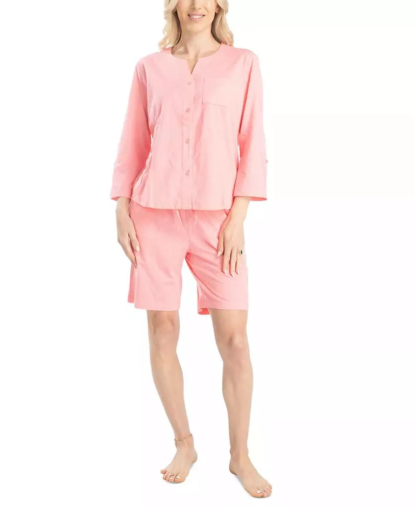 MUK LUKS Women's 2-Pc. Cabana Casual Cotton Pajamas Set 1