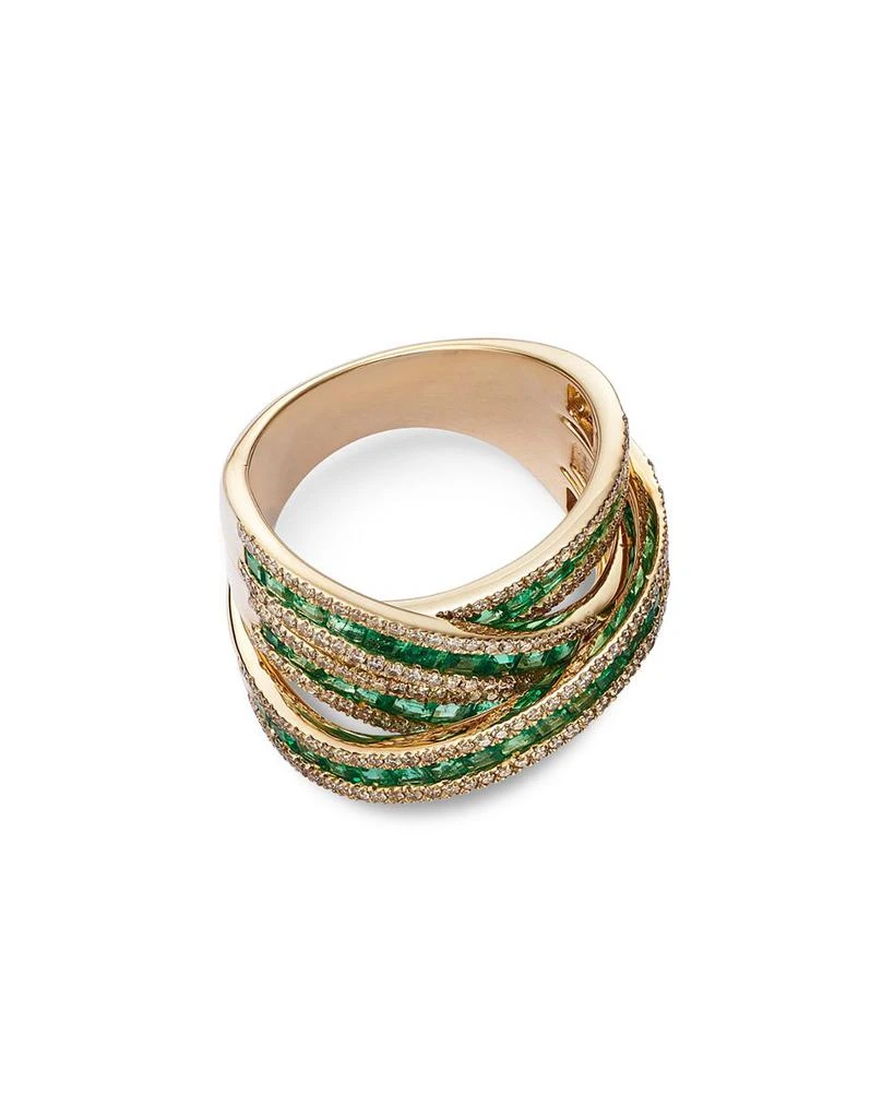 Bloomingdale's Emerald & Diamond Crossover Ring in 14K Yellow Gold 3