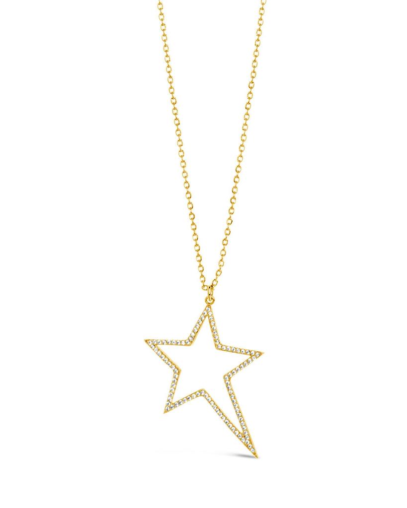 Sterling Forever Statement CZ Star Outline Necklace
