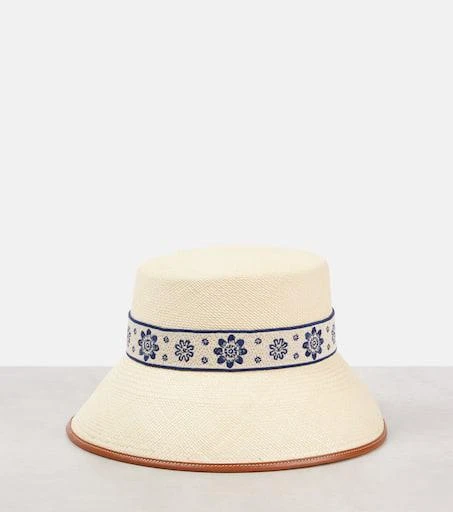 Valentino Antibes embroidered straw bucket hat 4