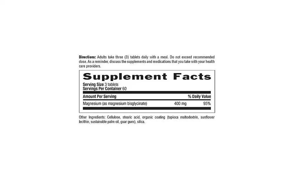 Country Life Chelated Magnesium Glycinate, 400 mg, 180 Tabs 2