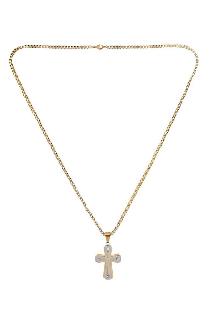 AMERICAN EXCHANGE Two-Tone Cross Diamond Pendant Necklace & Bracelet Set - 0.10 ctw 6