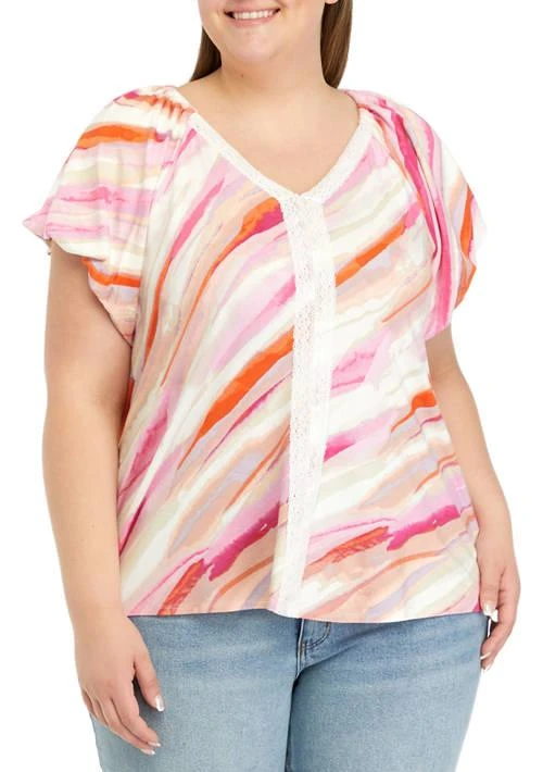 Cupio Plus Size Flutter Sleeve Top 1