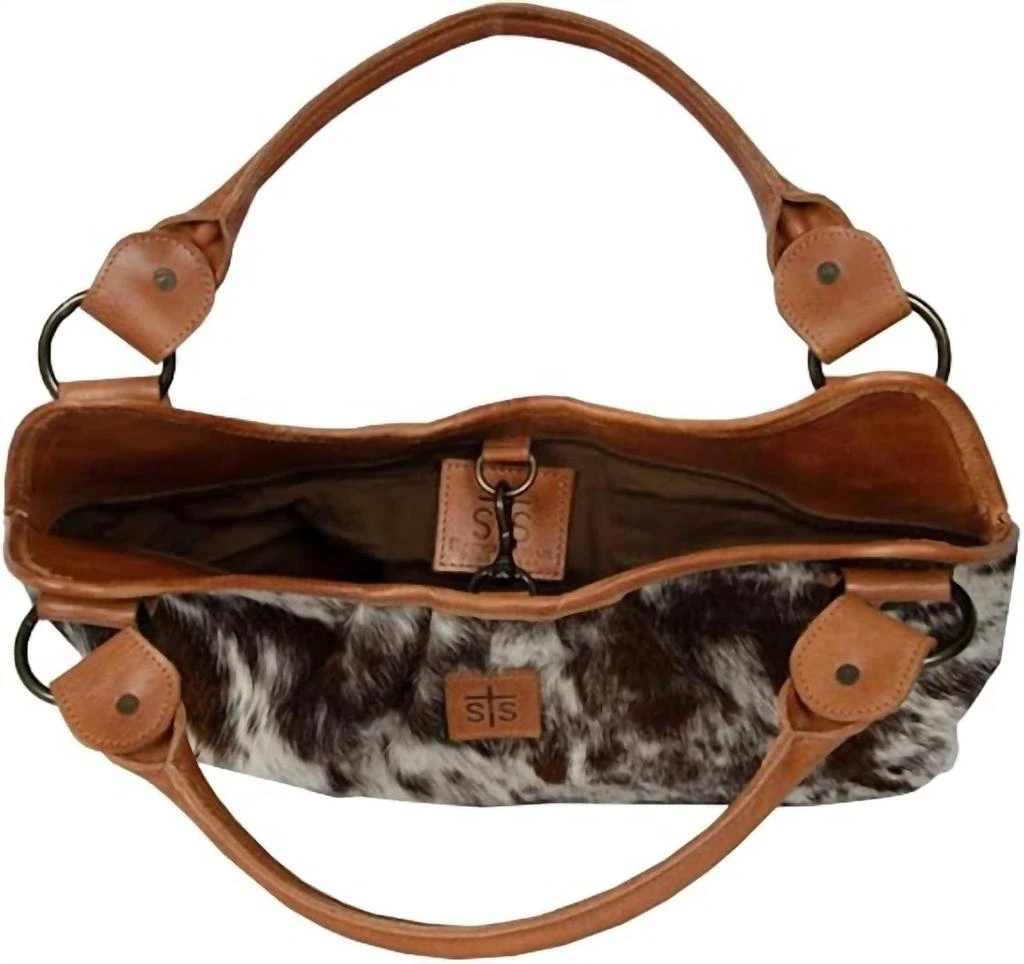 STS Ranchwear Women's Yippee Kiyay Hobo Cowhide Handbag In Brown/natural 3