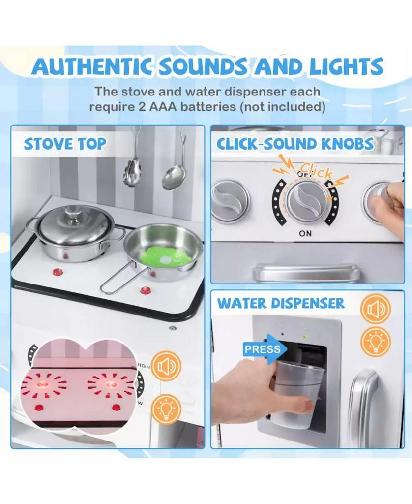 SUGIFT Pretend Play Kitchen for Kids with Real Sounds and Lights 6
