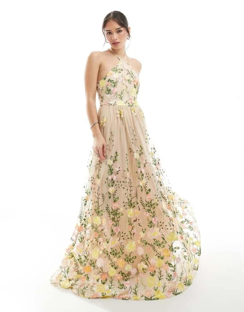Maya Maya Floral halter neck maxi dress in multi 1