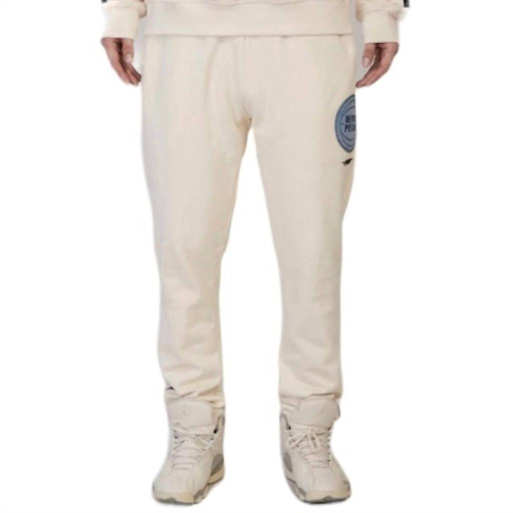 Pro Standard Detroit Pistons Varsity Blues Fleece Sweatpants In Beige