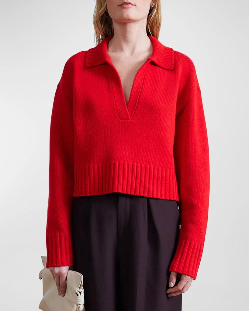 Apiece Apart Cropped Merino Wool-Cashmere Henley 1