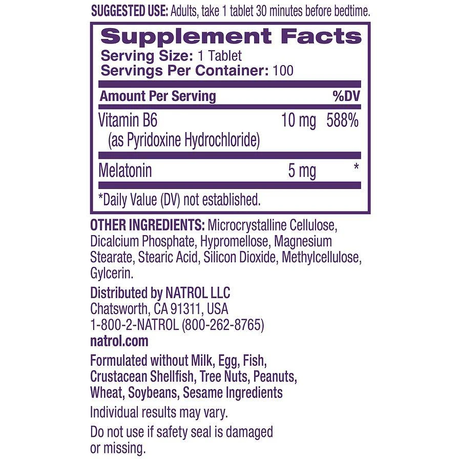 Natrol Melatonin 5 mg Time Release Nighttime Sleep Aid Tablets Unflavored 5