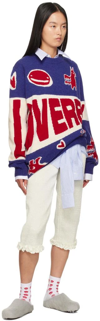 Charles Jeffrey Loverboy Blue & Red Topsy Turvy 'Loverboy' Logo Sweater 4