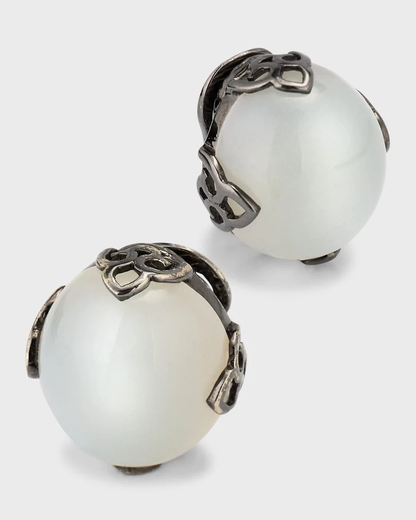 Piranesi 18K Black Gold Cabochon Moonstone Convertible Earrings 3